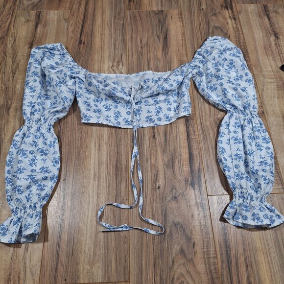 Milkmaid Puffy Sleeve Crop top festival boho hippie - Picture 1 of 6